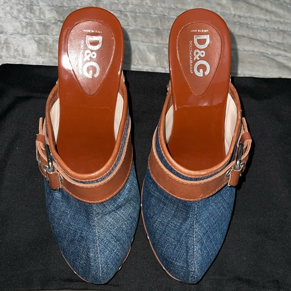 Dolce & Gabbana Shoes - Dolce&Gabbana clogs heels 4” excellent condition denim n leather gorgeous sz 37